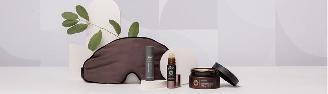coco lips, sleep well roll-on, dreamy body butter, and eye mask