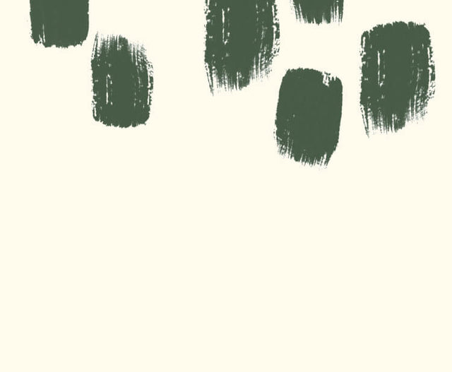 Off-white background with a green paint stroke pattern.