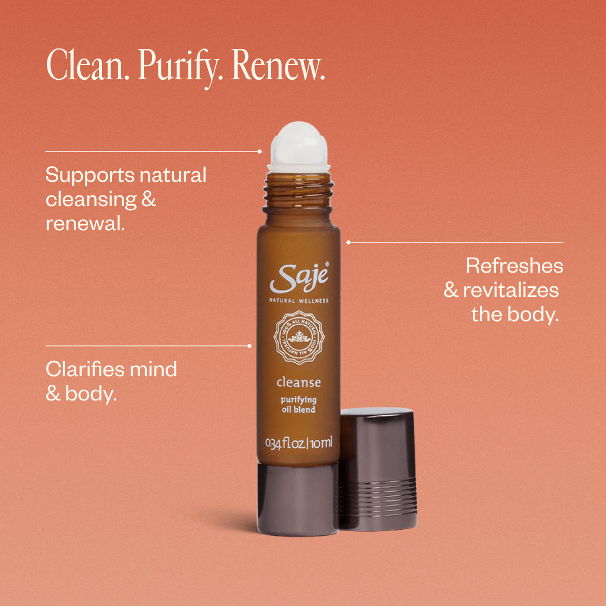 sealed 未開封 US-original  Saje Cleanse Purifying Oil Blend Roll-On - Saje Natural Wellness