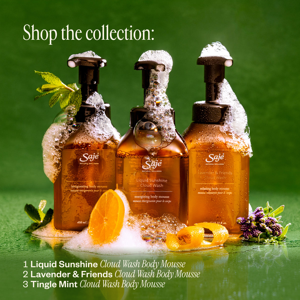 Liquid Sunshine Cloud Wash Energizing Body Mousse - Saje Natural