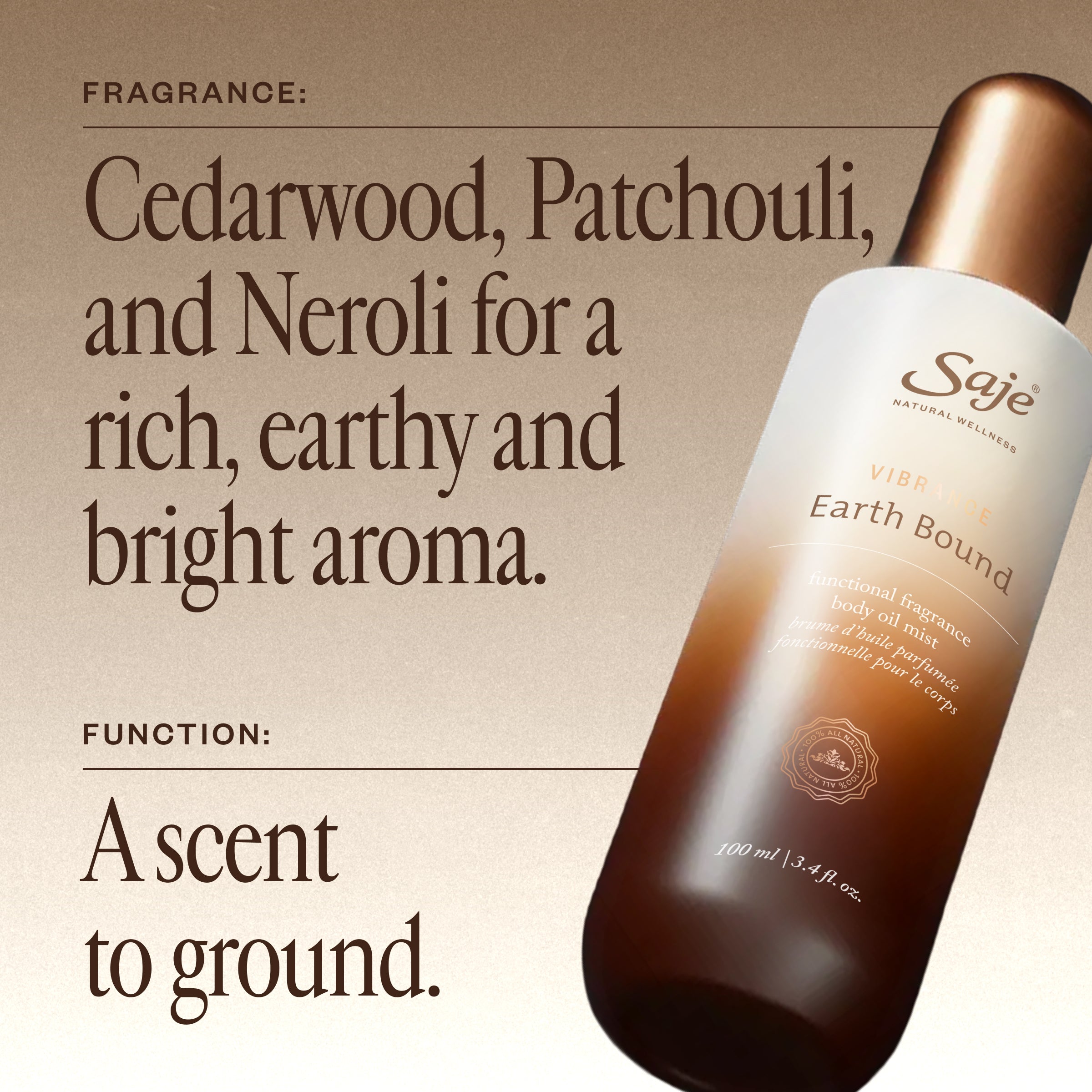 【ma-i★ 】Oil Mist & Balance Gel Vibrance Earth Bound Functional Fragrance Body Oil Mist - Saje