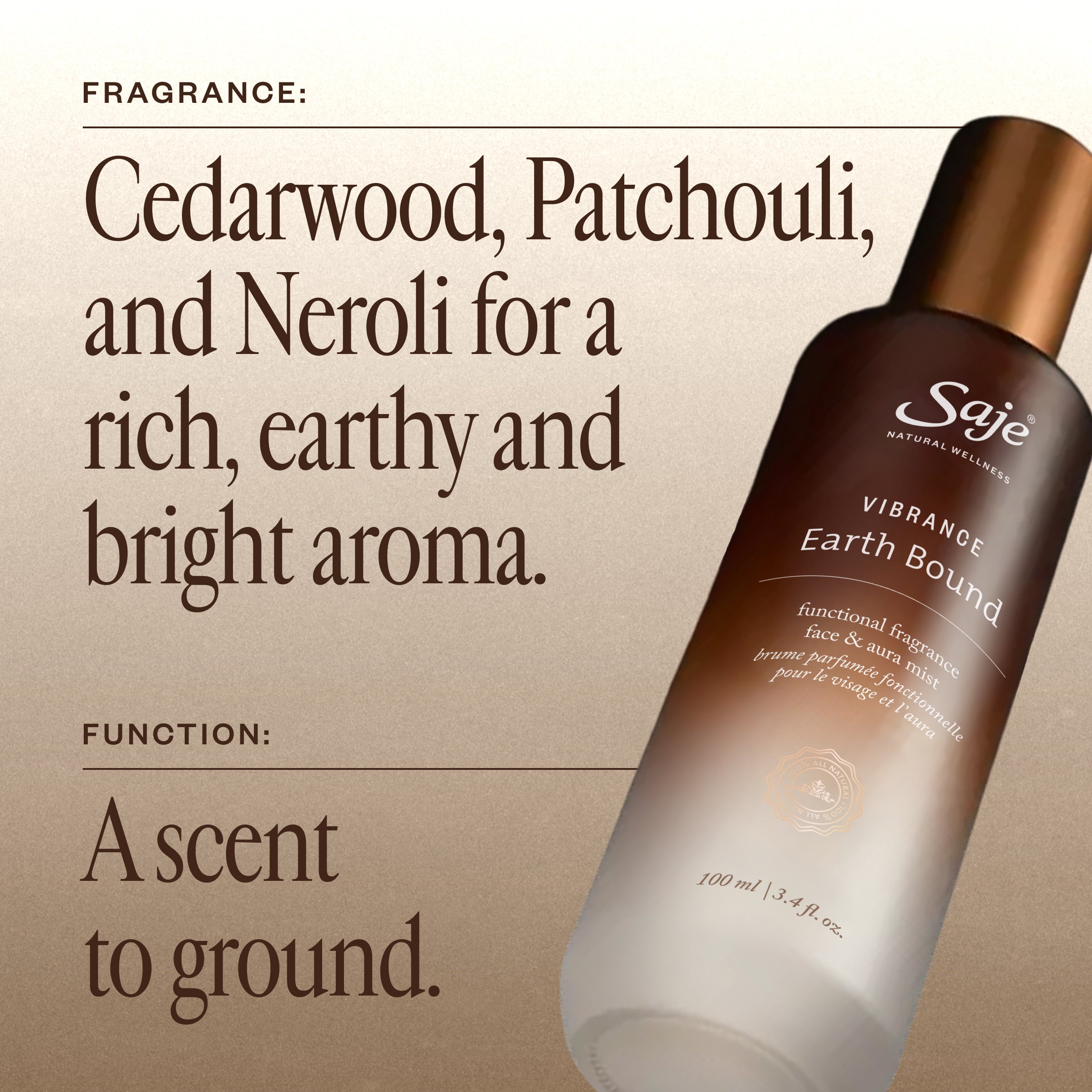 Vibrance Earth Bound Functional Fragrance Face & Aura Mist- Saje
