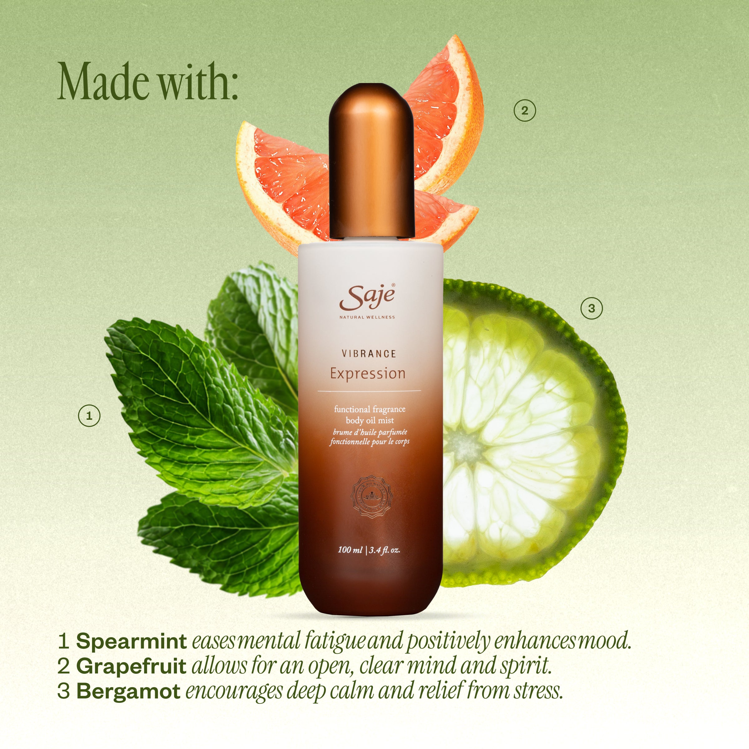 Vibrance Expression Functional Fragrance Body Oil Mist- Saje