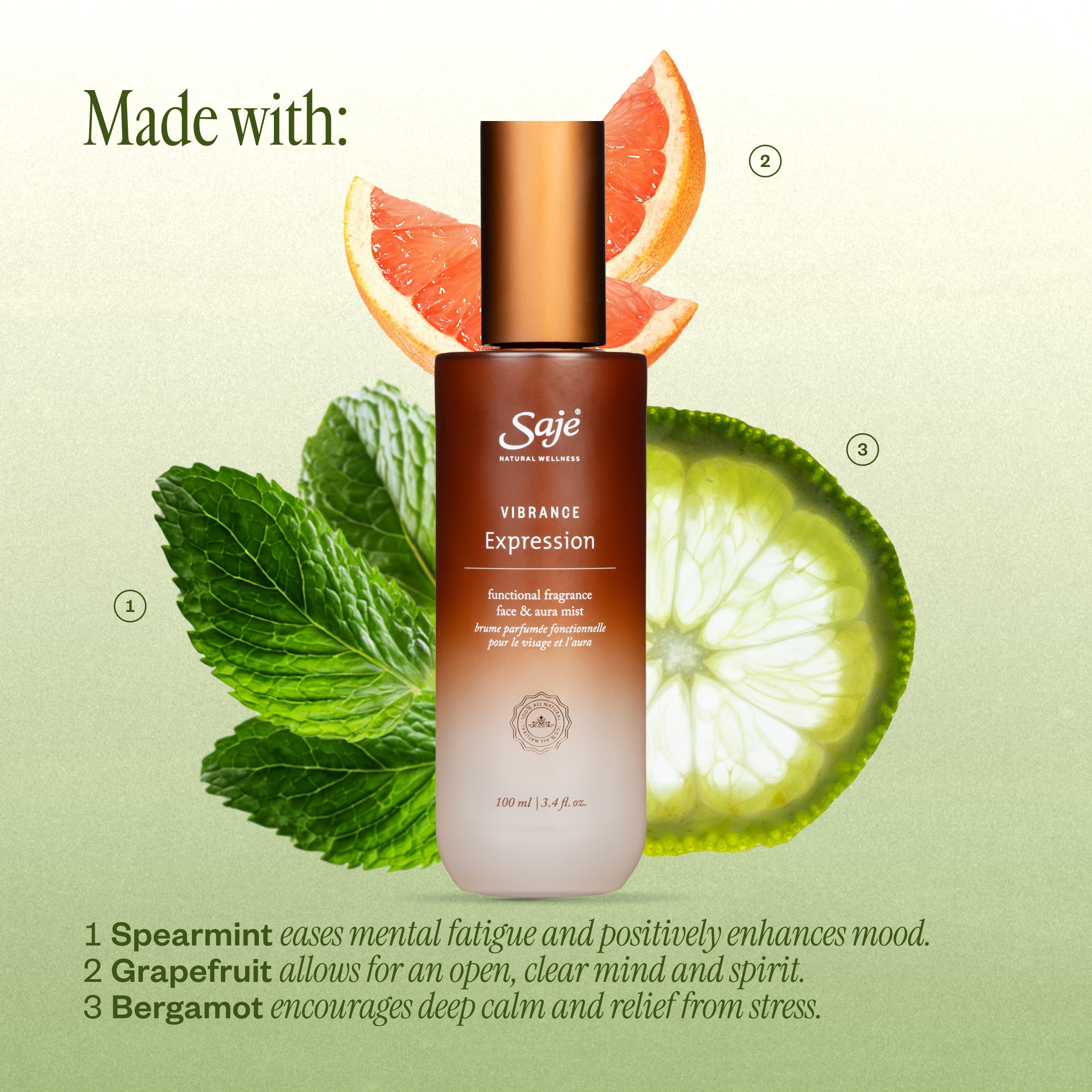 Vibrance Expression Functional Fragrance Face & Aura Mist - Saje