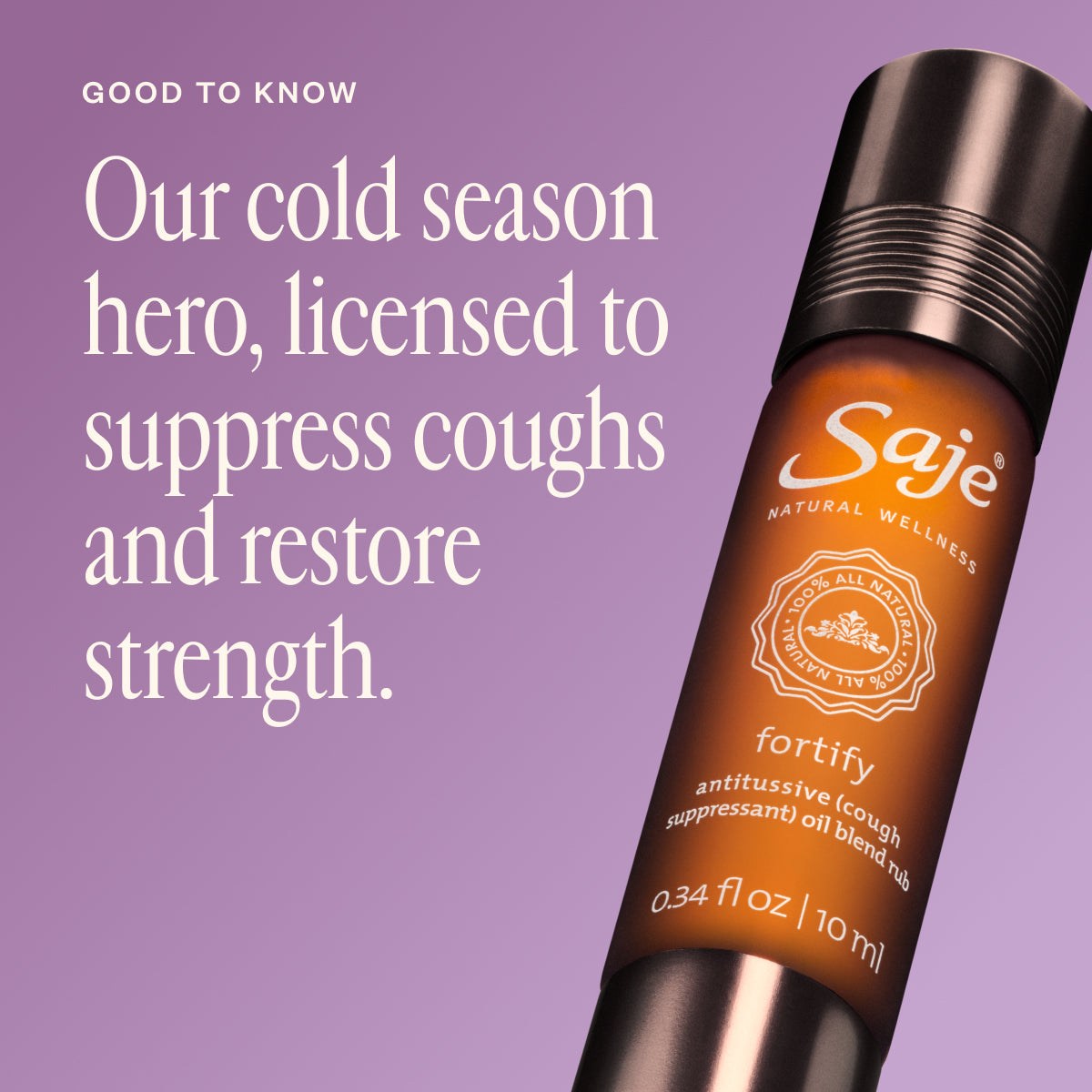 Fortify Cough Suppressant Oil Blend Rub Roll-On - Saje Wellness