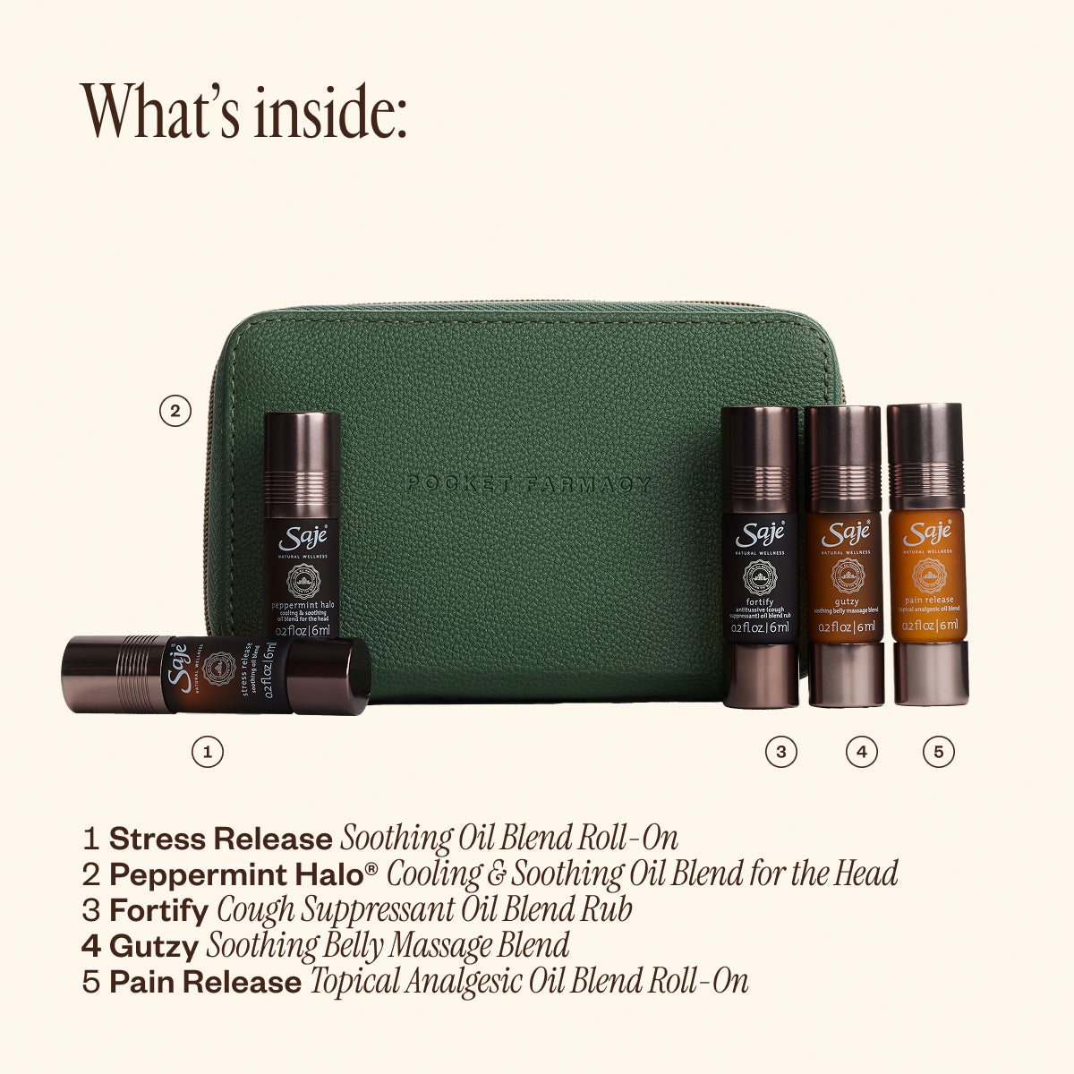 トライアルセット・サンプル Saje Pocket Farmacy Pocket Farmacy Physical Essential Oil Kit Black - Saje Natural