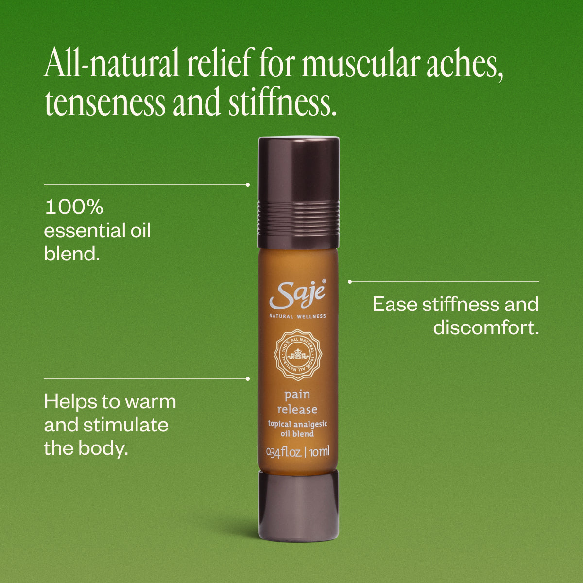 Pain Release Topical Analgesic Oil Blend Roll-On - Saje Natural
