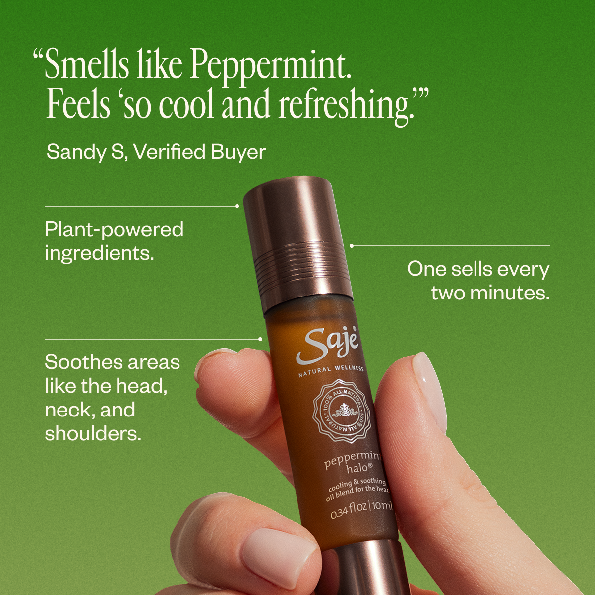 Peppermint Halo Cooling Oil Blend For The Head - Saje Natural Wellness