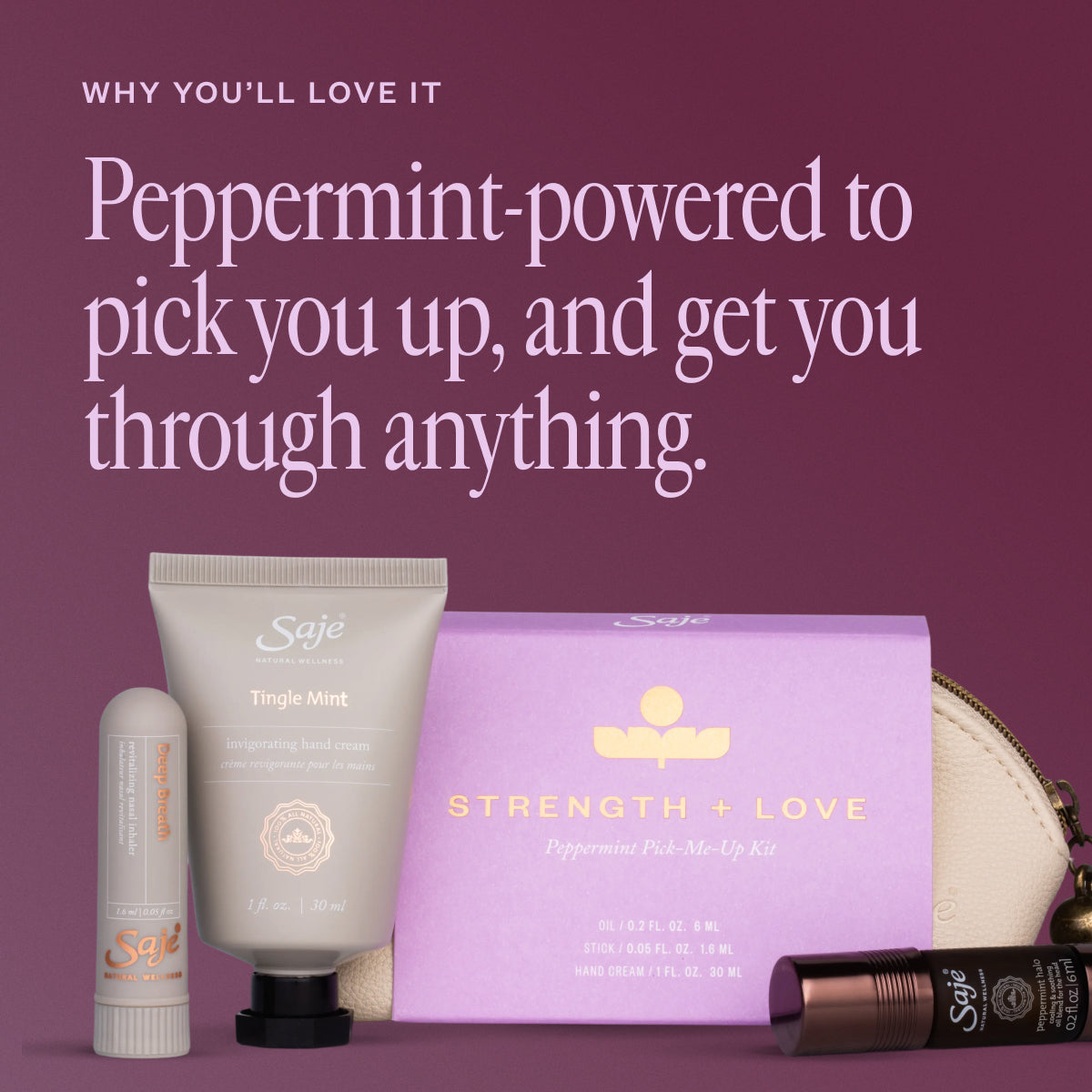 Strength + Love Peppermint Pick-Me-Up Kit - Saje Natural Wellness