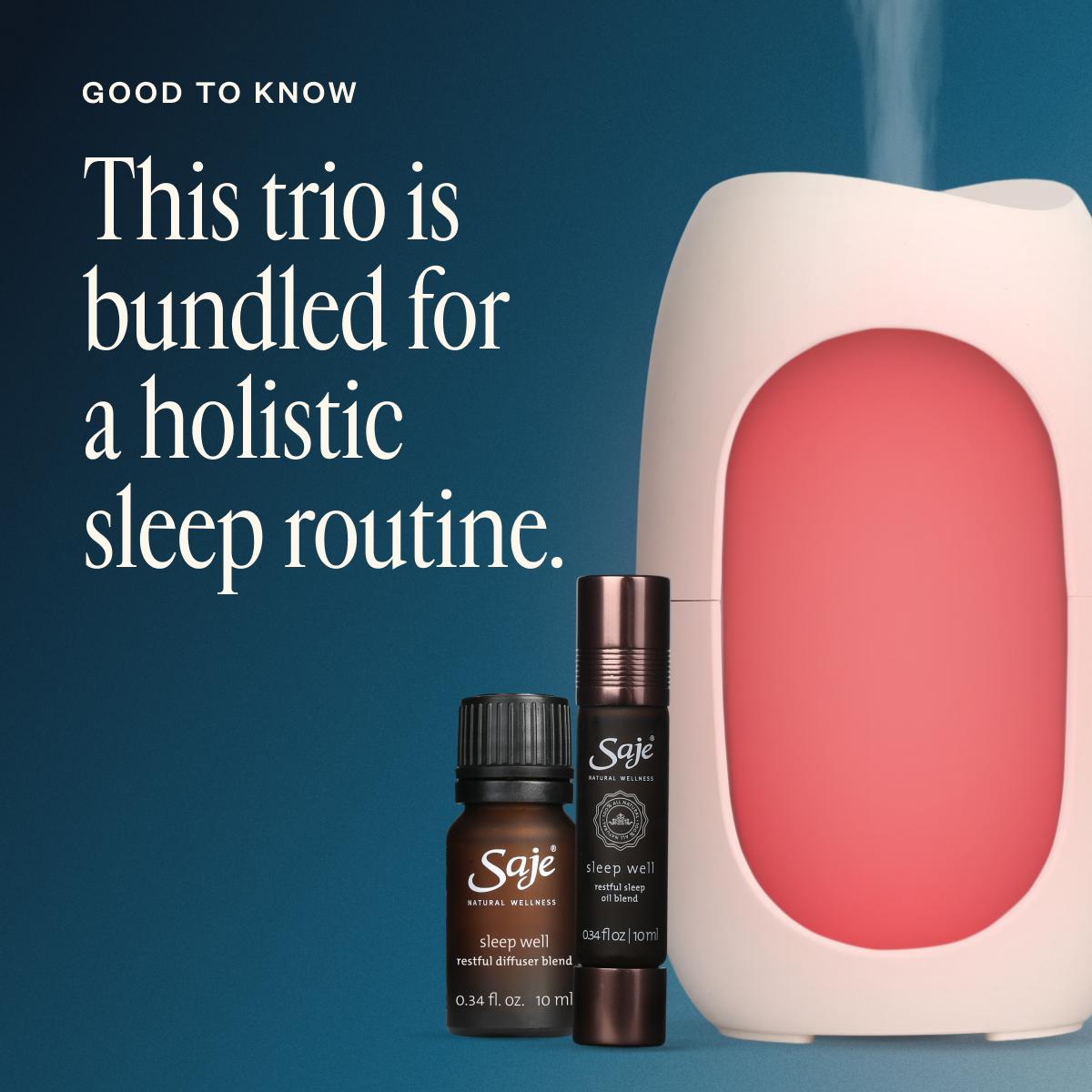 Sleep Well Trio Sleep Well Oil Blend Roll-On, Diffuser Blend, and