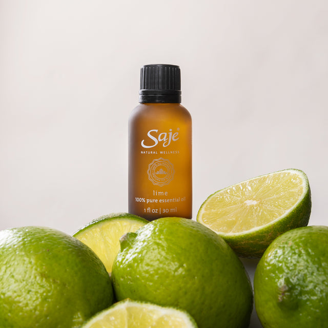1 fluid ounce of lime essential oil ontop of limes